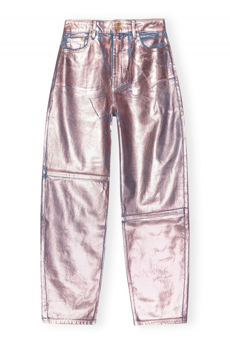 Pink Women's Ganni Lilac Foil Stary Jeans | 45ZGWIBEQ