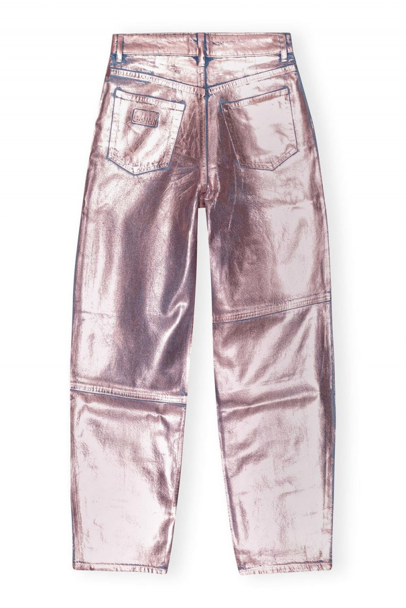 Pink Women's Ganni Lilac Foil Stary Jeans | 45ZGWIBEQ