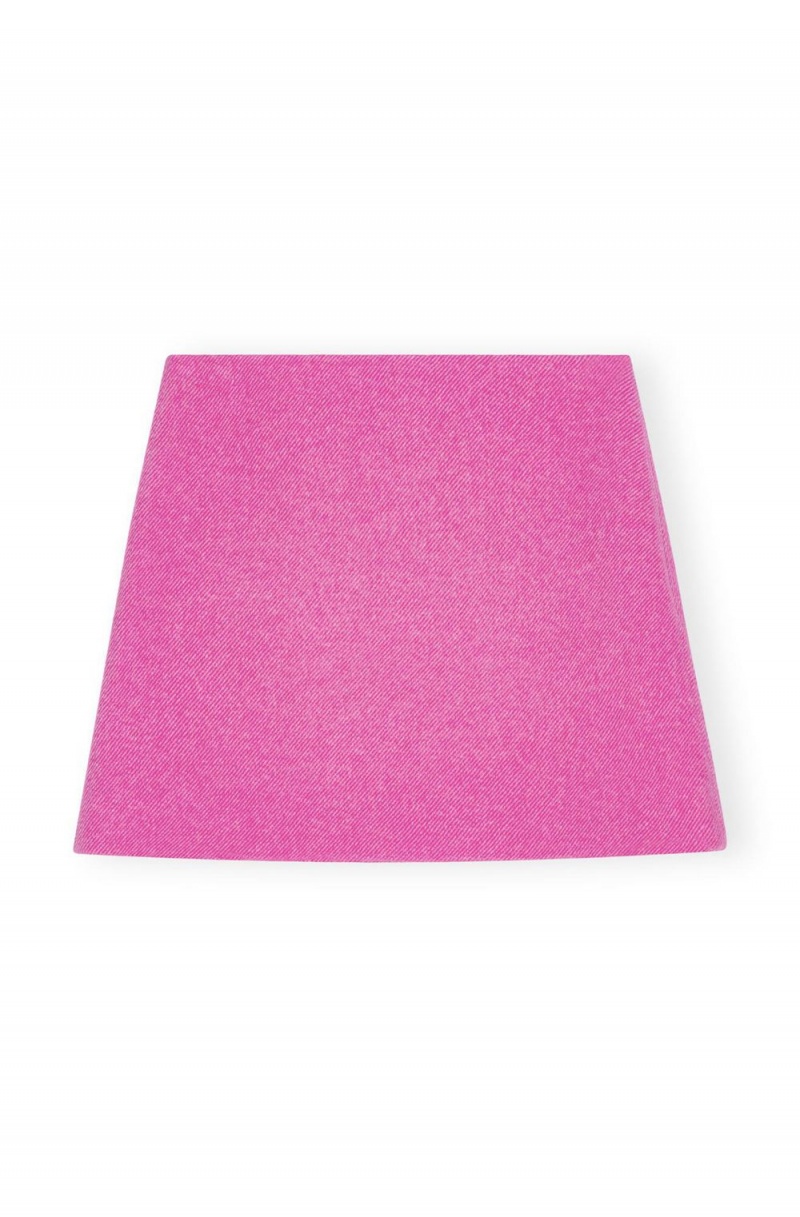 Pink Women's Ganni Twill Wool Suiting Mini Skirt | 24ORCJHLT