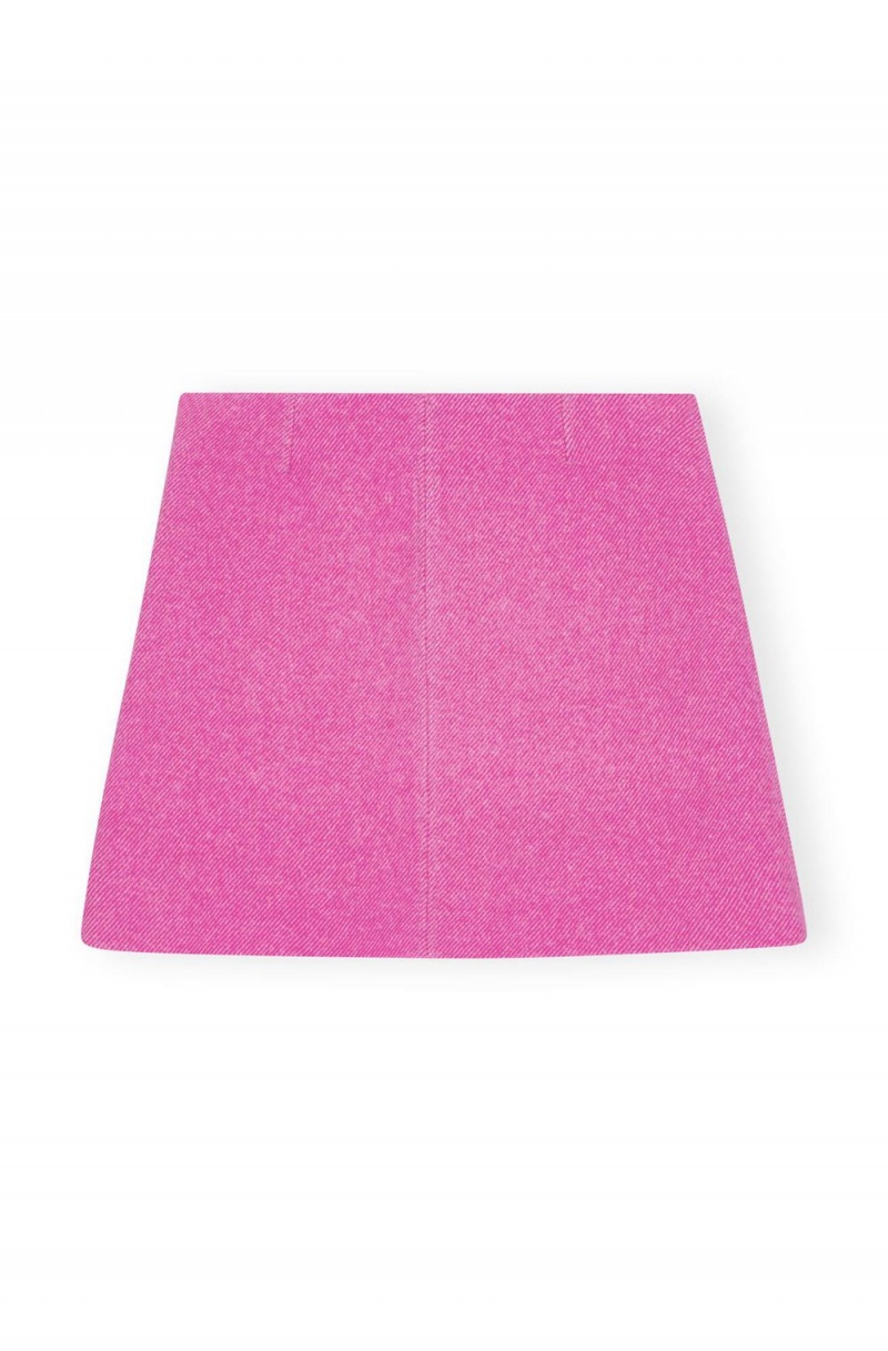 Pink Women's Ganni Twill Wool Suiting Mini Skirt | 24ORCJHLT