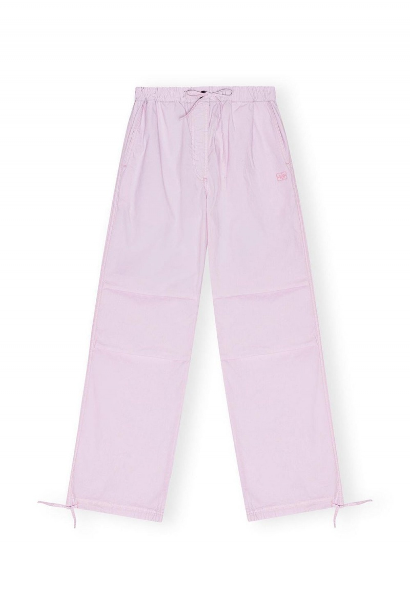 Pink Women's Ganni Washed Cotton Canvas Draw String Pants | 17HCFAXPT