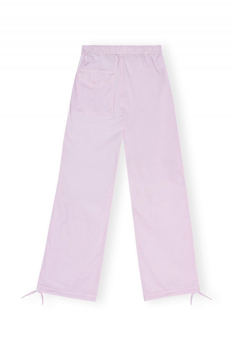 Pink Women's Ganni Washed Cotton Canvas Draw String Pants | 17HCFAXPT