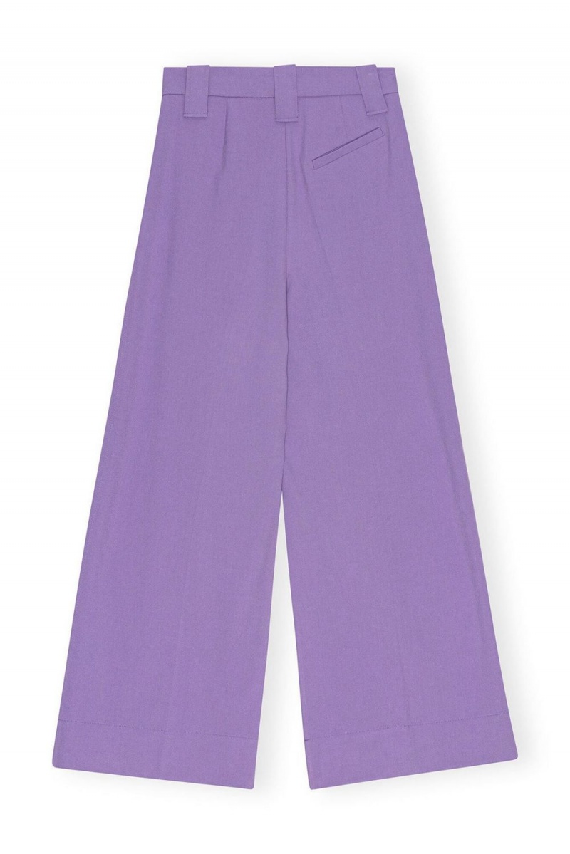 Purple Women's Ganni Light High Waist Flared Leg Pants | 41MNXIPTK