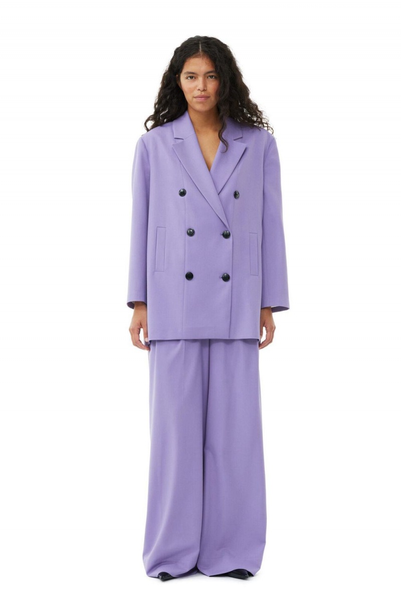 Purple Women's Ganni Light Oversized Blazer | 32NJMWOQD