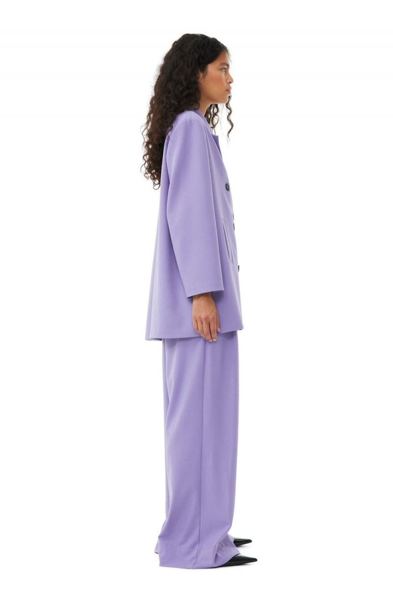 Purple Women's Ganni Light Oversized Blazer | 32NJMWOQD