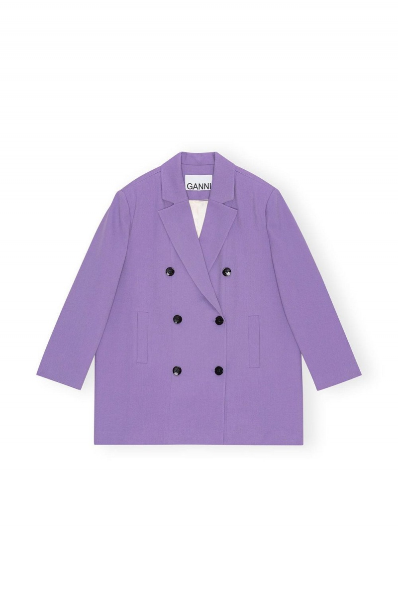 Purple Women's Ganni Light Oversized Blazer | 32NJMWOQD