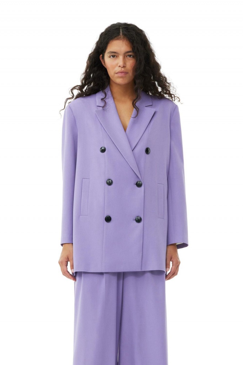 Purple Women\'s Ganni Light Oversized Blazer | 32NJMWOQD