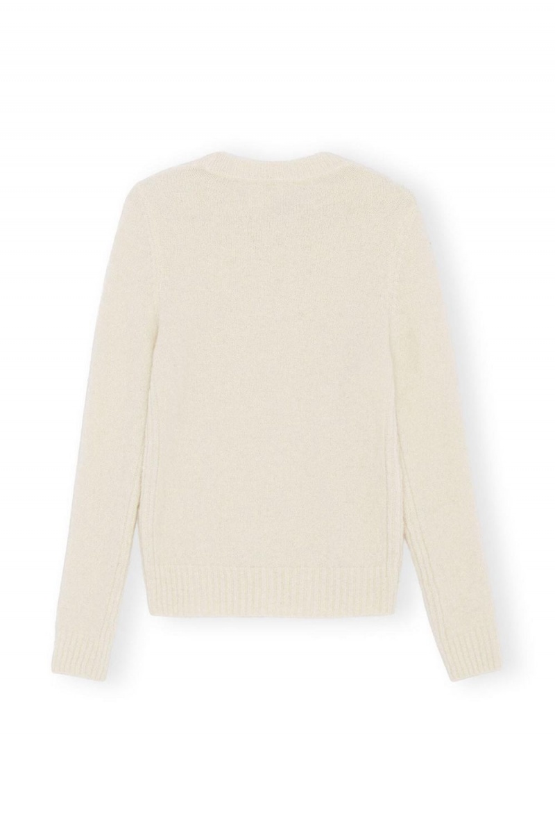 White Women's Ganni Brushed Alpaca O-Neck Sweater | 89XOWMUQK