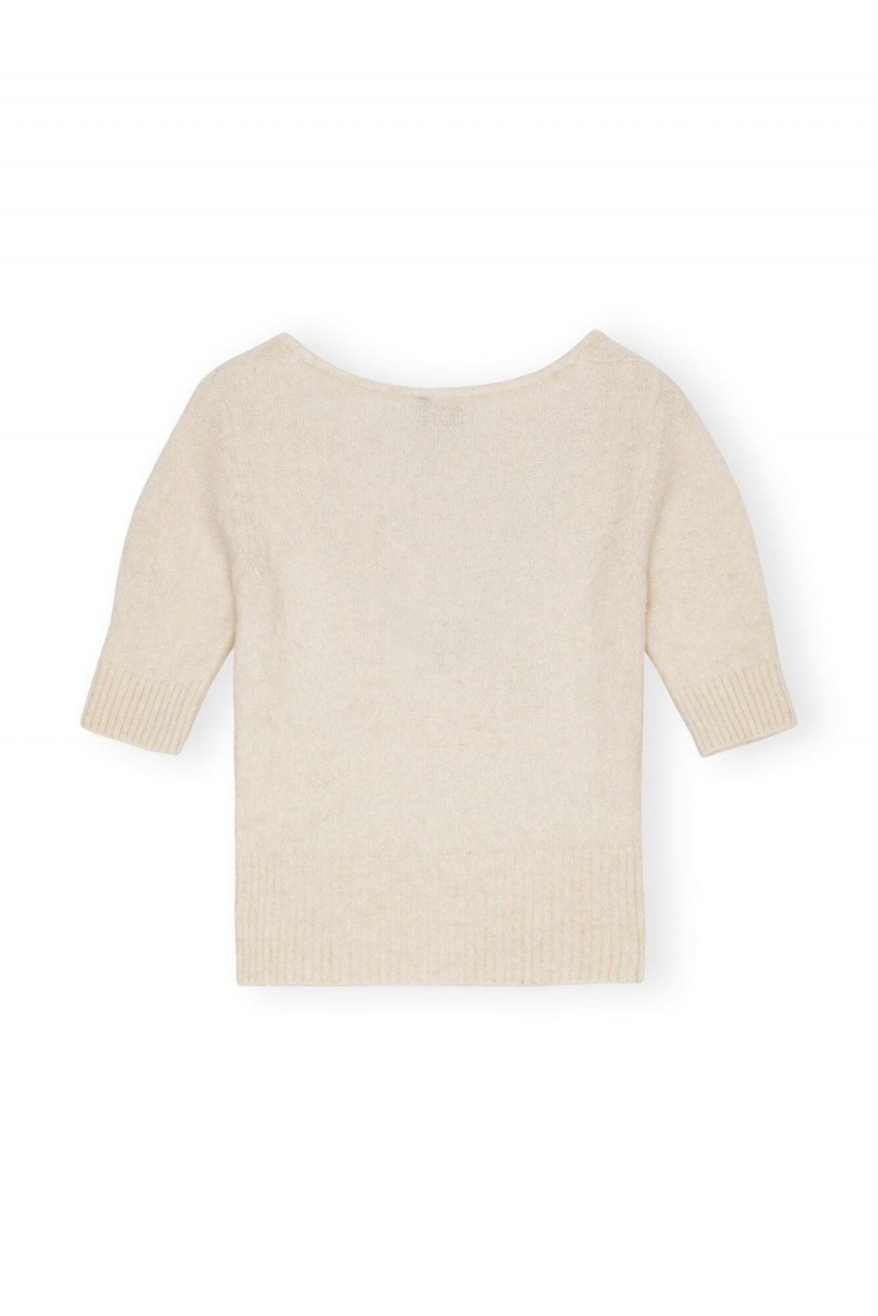 White Women's Ganni Brushed Alpaca Top | 01UXSNDTJ