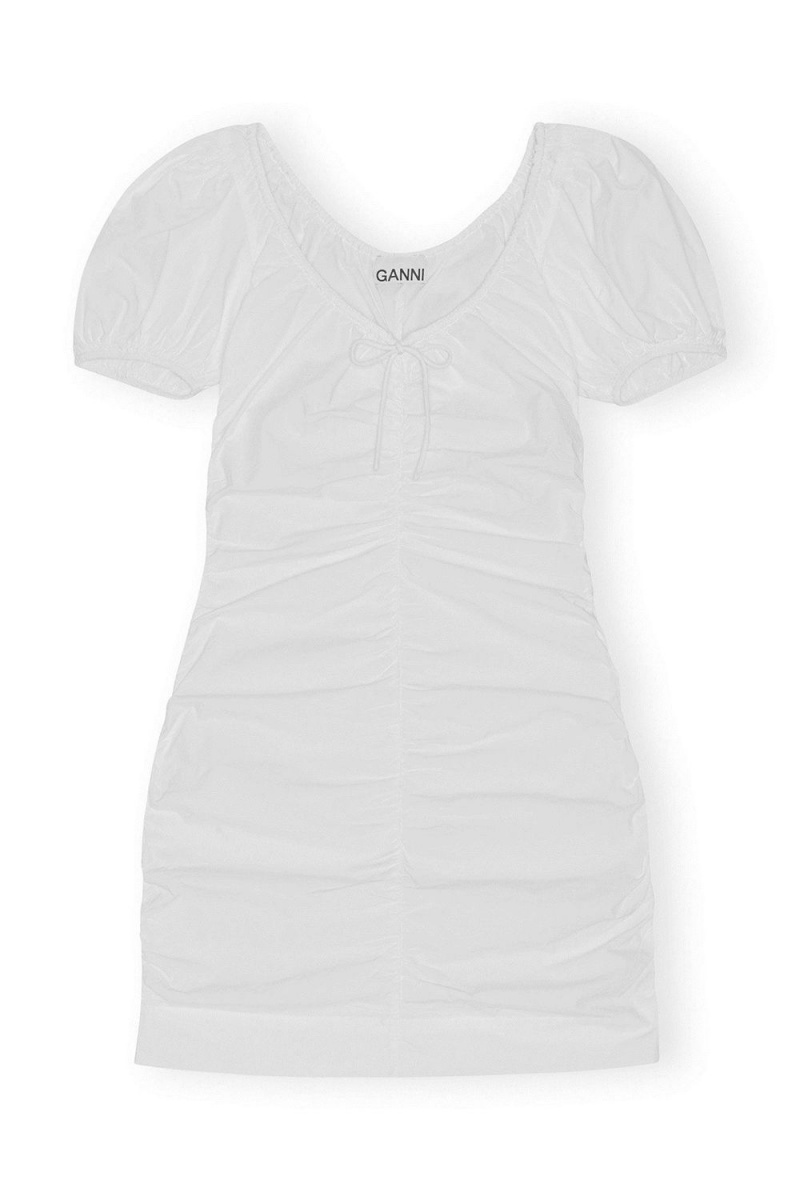 White Women's Ganni Cotton Poplin Mini Dress | 58DRIKTYU