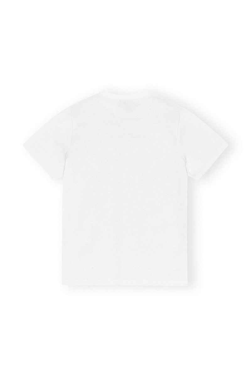 White Women's Ganni Future White Heavy Jersey Relaxed Logo T-Shirt | 19KGWJZML