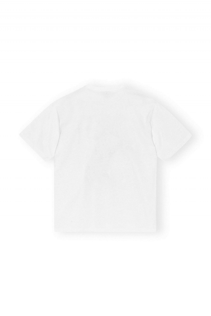 White Women's Ganni Future White Relaxed Cocktail T-Shirt | 20ARVKGIN