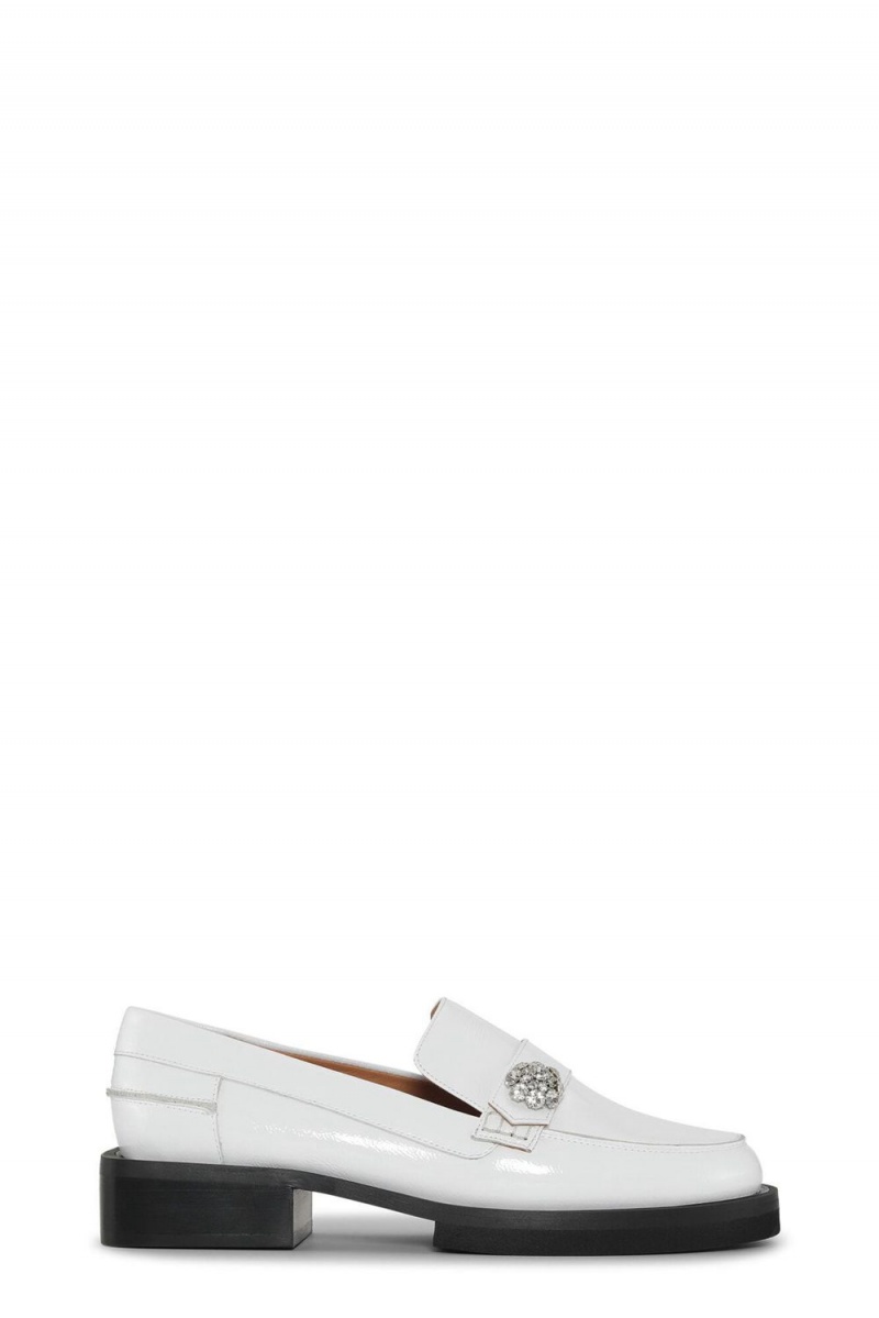 White Women\'s Ganni Jewel Moccasins | 24UPAXTBI