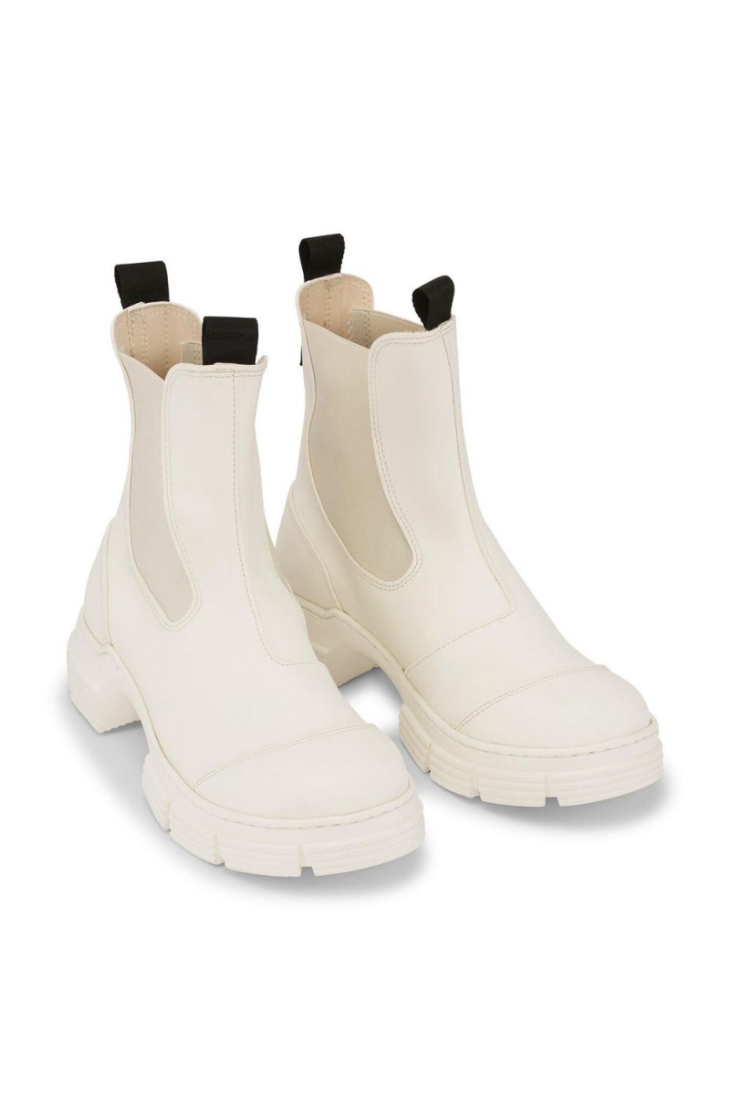 White Women's Ganni Recycled Rubber City Ankle Boots | 05RWJTBUV