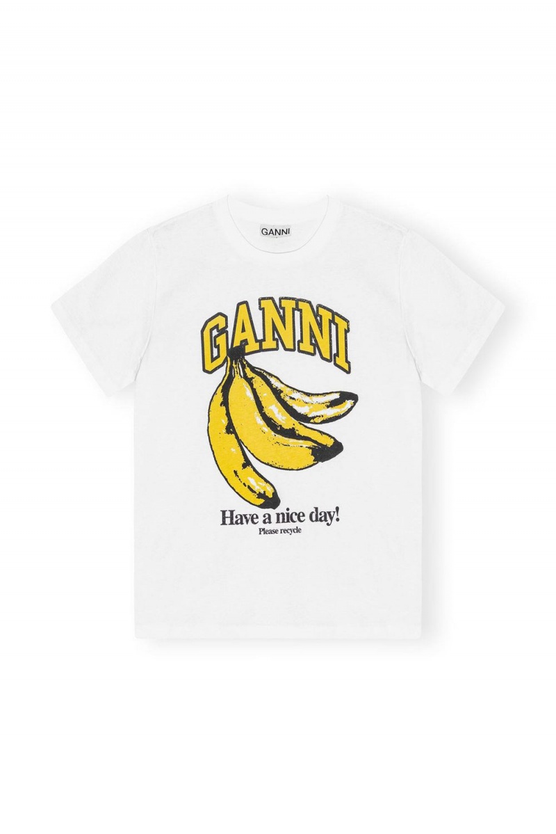 White Women's Ganni Relaxed Banana T-Shirt | 61KFPWJXA