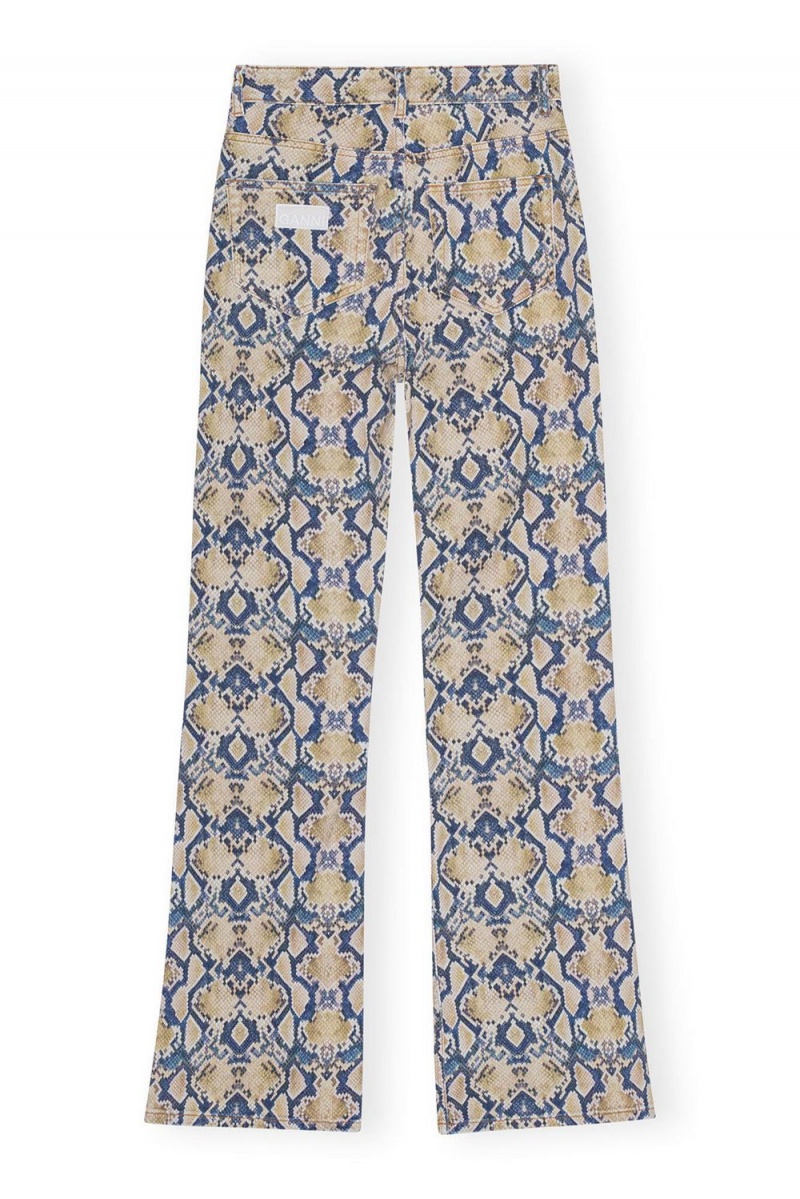 Yellow Women's Ganni Snake Printed Iry Jeans | 49MLIDAOF